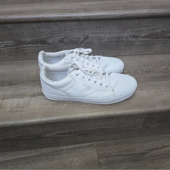 VANS White leather skate shoe tennis shoe  men's size 10 - Picture 5 of 6
